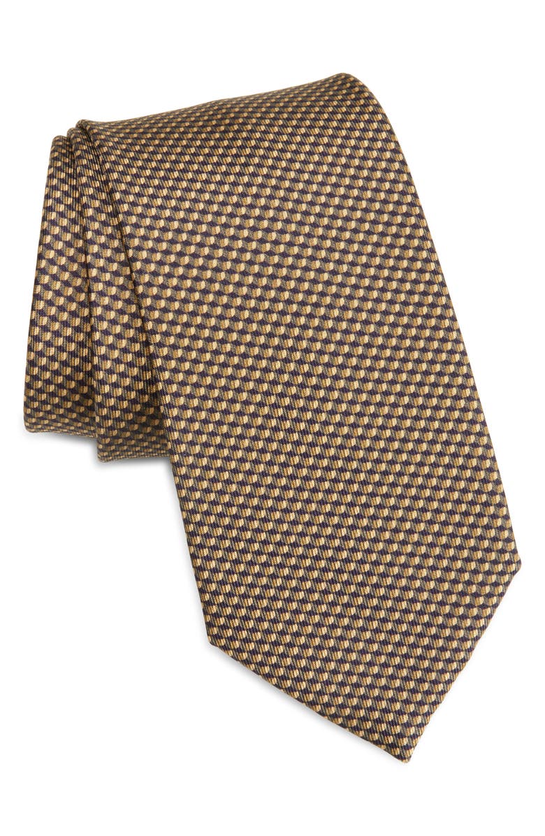 Brioni Micro Jacquard Silk Tie, Main, color, Olive/ Ochre