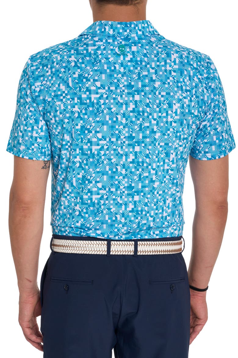 Wooderson Geo Print Performance Golf Polo, Alternate, color, JADE GREEN