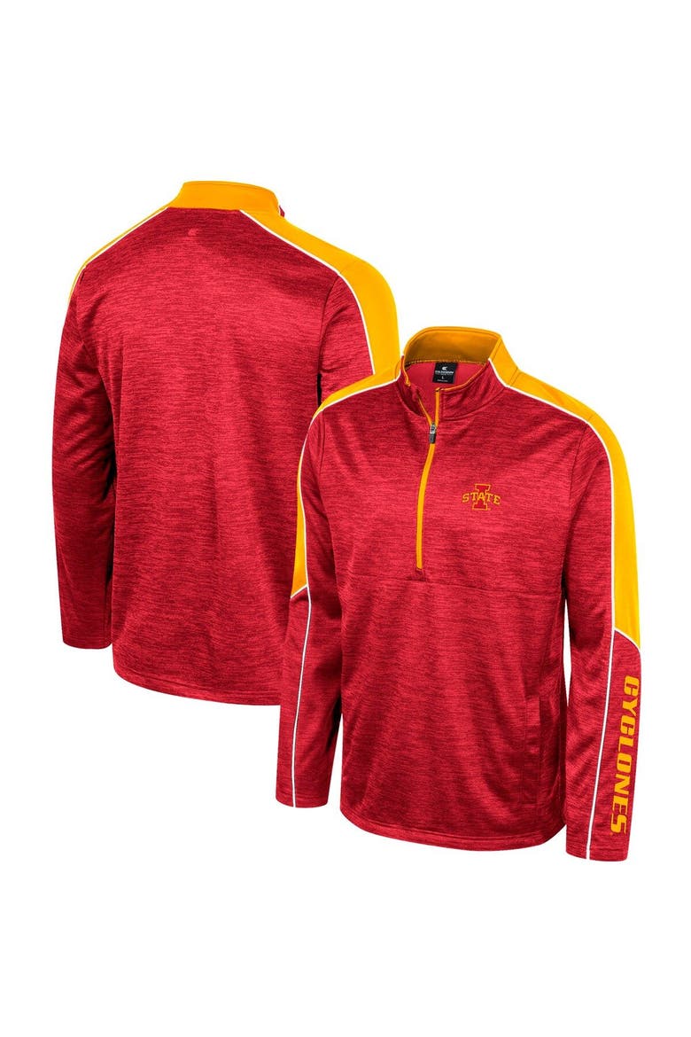 Men's Colosseum Cardinal Iowa State Cyclones Marled Half-Zip Jacket, Main, color, Cardinal