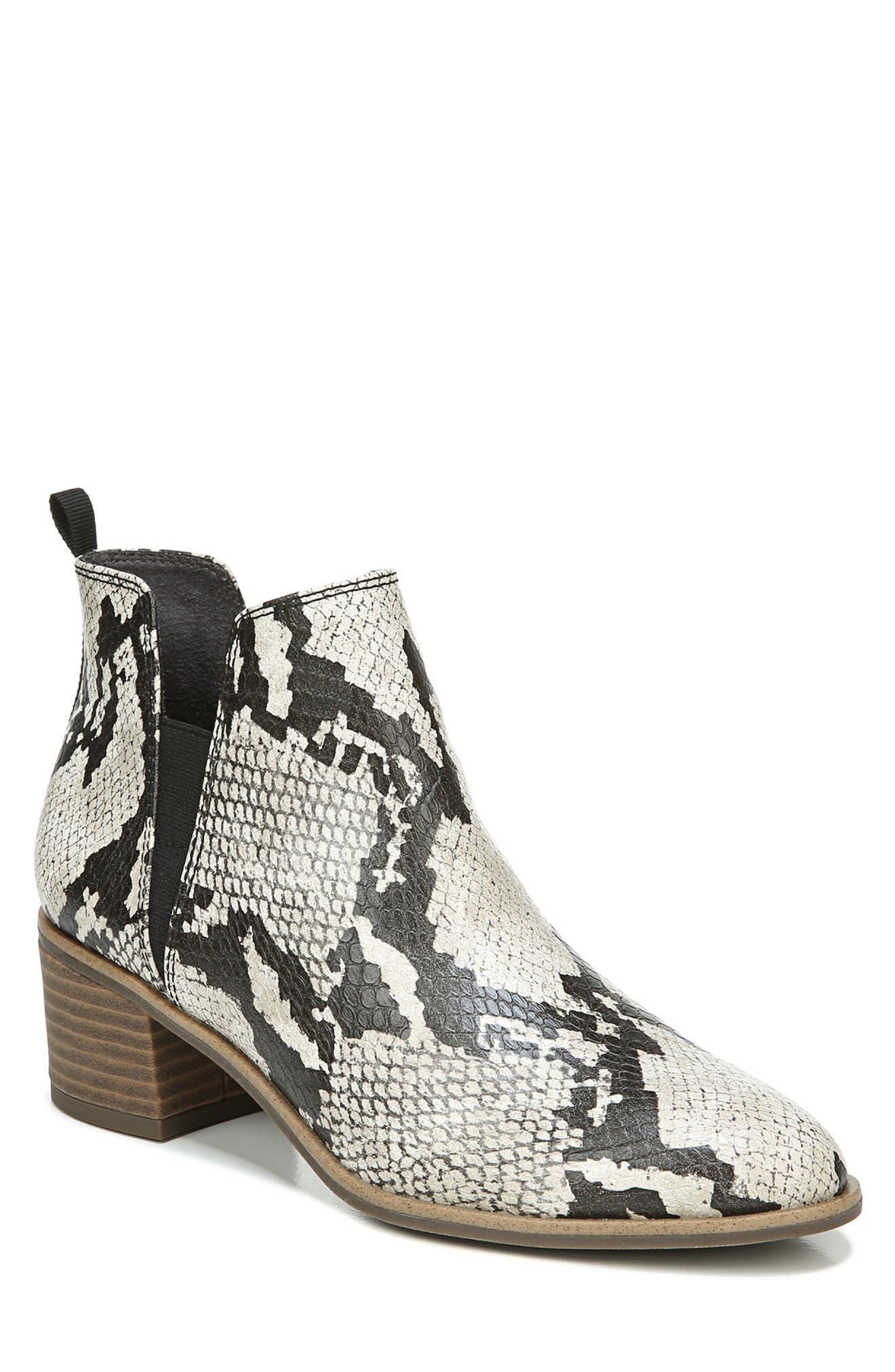 Dr. Scholl's Teammate Pointed Toe Snakeskin Embossed Ankle Bootie, Main, color, 