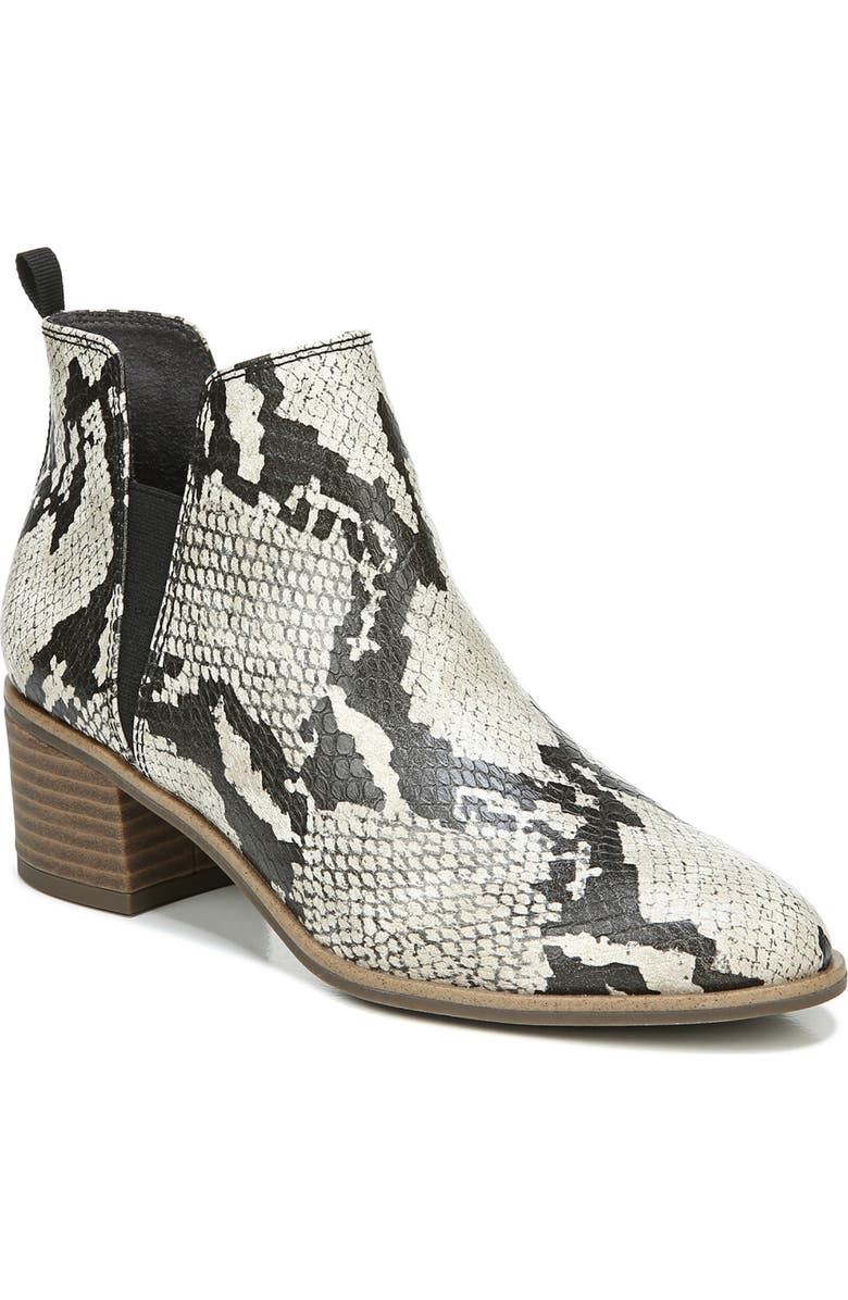 Dr. Scholl's Teammate Pointed Toe Snakeskin Embossed Ankle Bootie, Main, color,