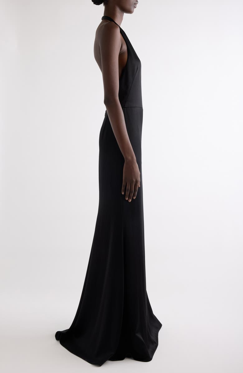 Givenchy Halter Neck Crepe Back Satin Gown, Alternate, color, Black