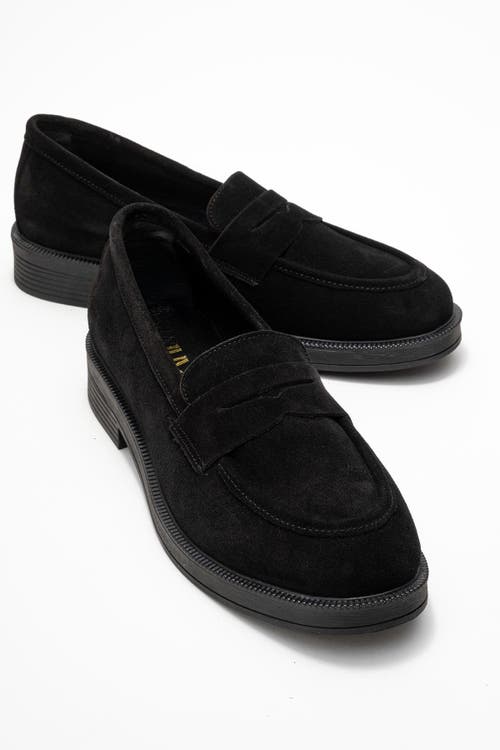 Forever & Always Shoes Bree Platform Penny Leather Loafer In Black