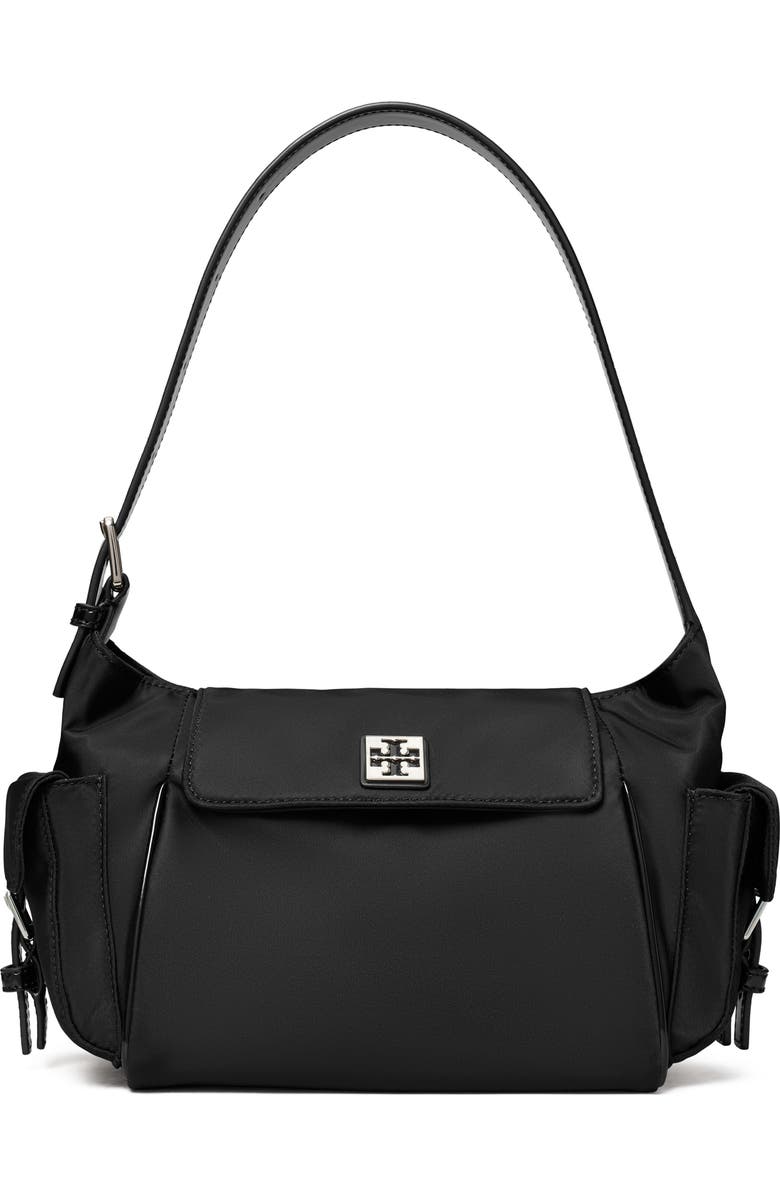 Tory Burch Virginia Pocket Nylon Shoulder Bag, Main, color, Black