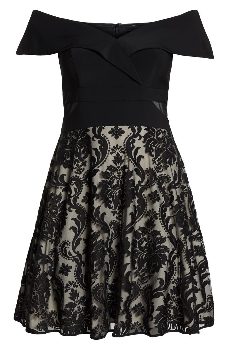 Xscape Evenings Xscape Off the Shoulder Embroidered Skirt Dress, Alternate, color,