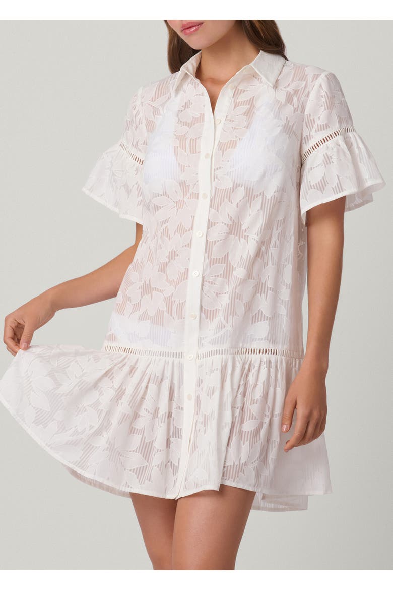 Ruffle Mini Stencil Floral Burnout Cover Up, Main, color, Optic