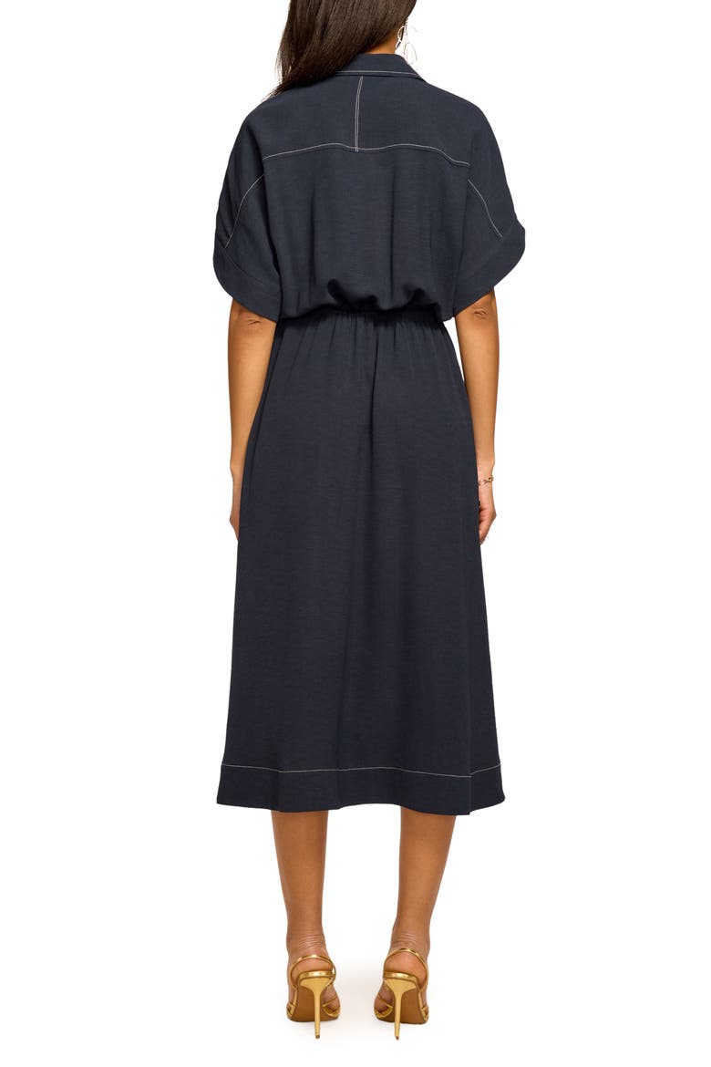 Sonnet Embroidered Midi Shirtdress, Alternate, color, NAVY