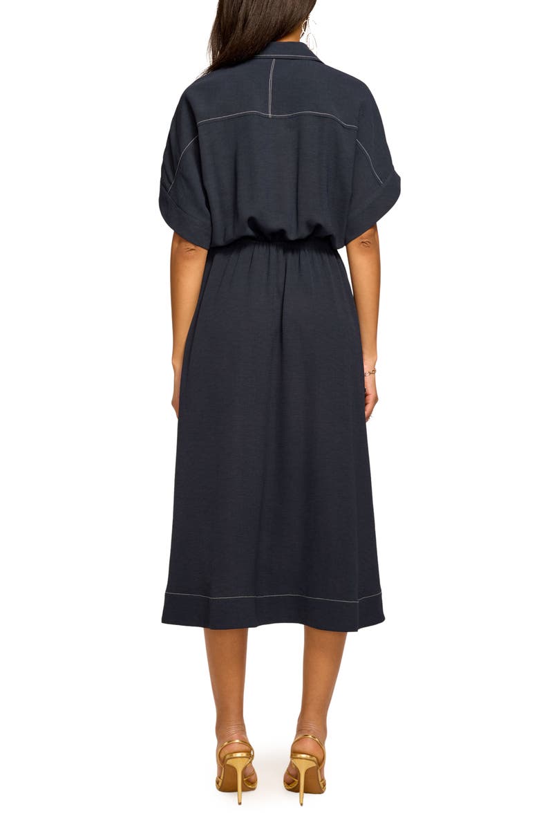 Ramy Brook Sonnet Embroidered Midi Shirtdress, Alternate, color, Navy