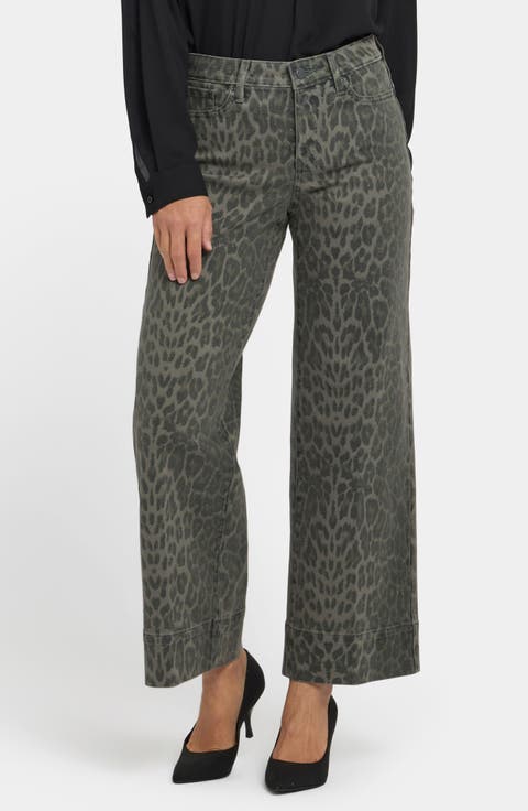 Teresa Wide Leg Ankle Jeans (Vine Leaf Leopard)