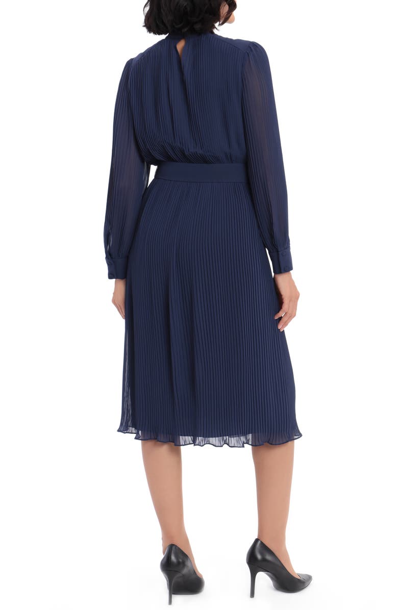 Maggy London Pleated Chiffon Long Sleeve Midi Dress, Alternate, color, 
