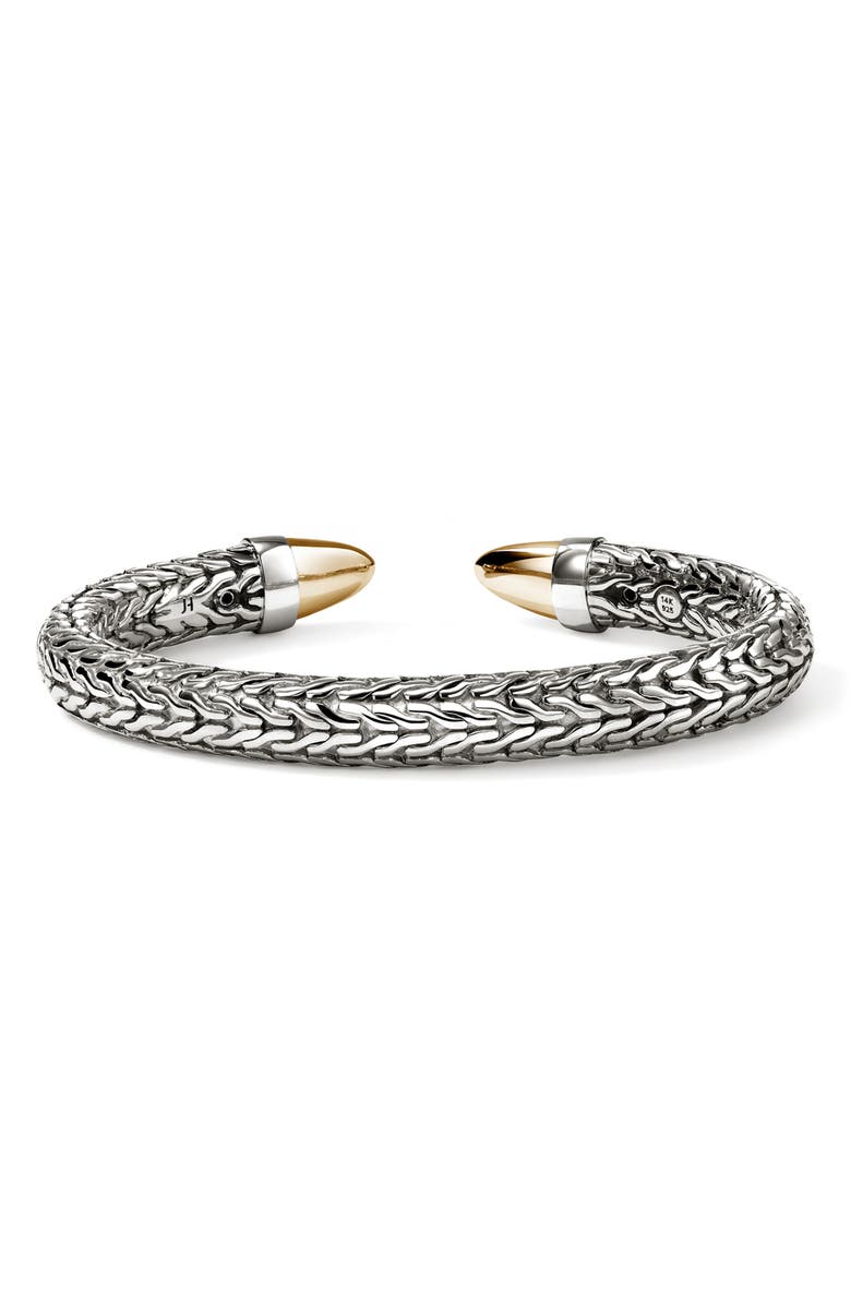 John Hardy Spear 50 Flex Cuff Sterling Silver Bracelet, Alternate, color, Silver And Gold