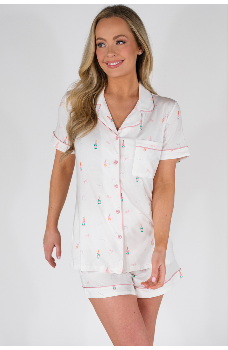 In My Sundays Short Sleeve & Short Pajama Set, Main, color, A Toast To Forever
