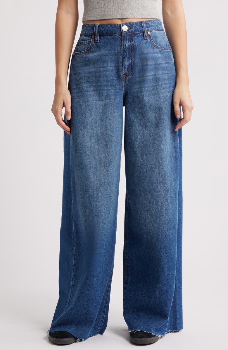 1822 Denim Raw Hem High Waist Wide Leg Jeans, Main, color, 