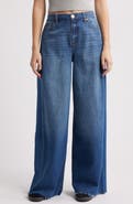 1822 Denim Raw Hem High Waist Wide Leg Jeans