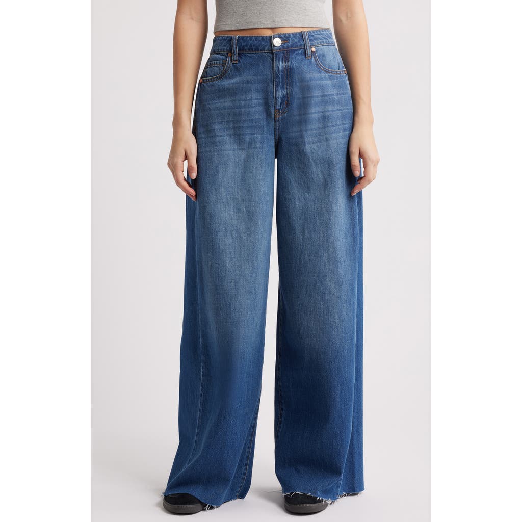 1822 Denim Raw Hem High Waist Wide Leg Jeans