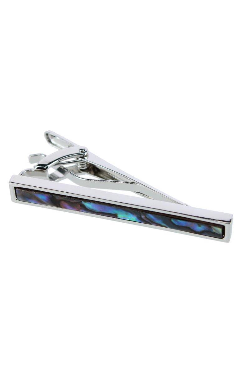 Trafalgar Mother of Pearl Stately Silver Tie Bar, Main, color, Silver