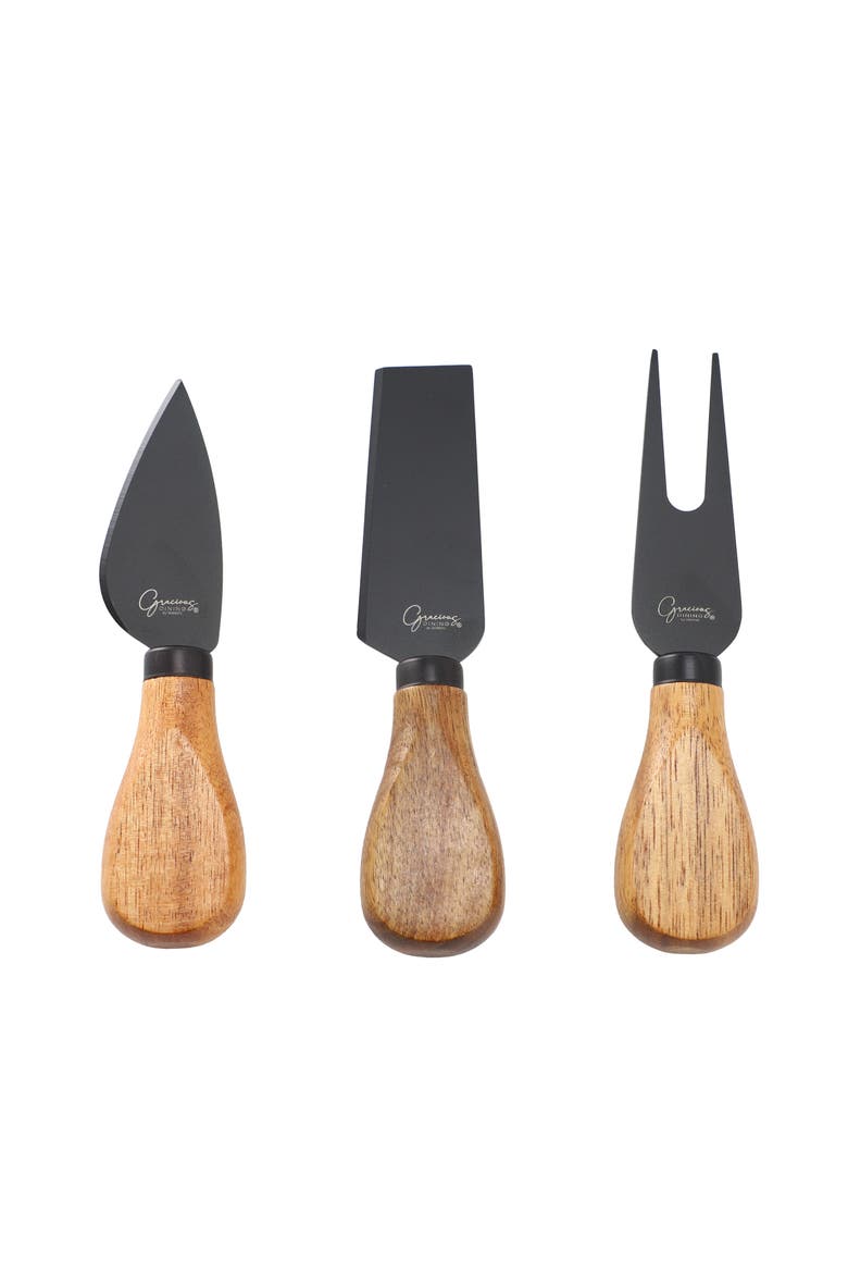 4 Piece Acacia Wood Charcuterie Board W/ Cheese Knives, Alternate, color, Brown