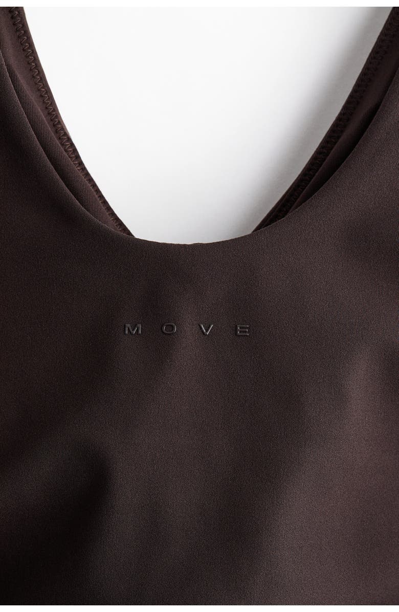 H&M Cropped Sports Top With Softmove, Alternate, color, Coffee Bean Brown