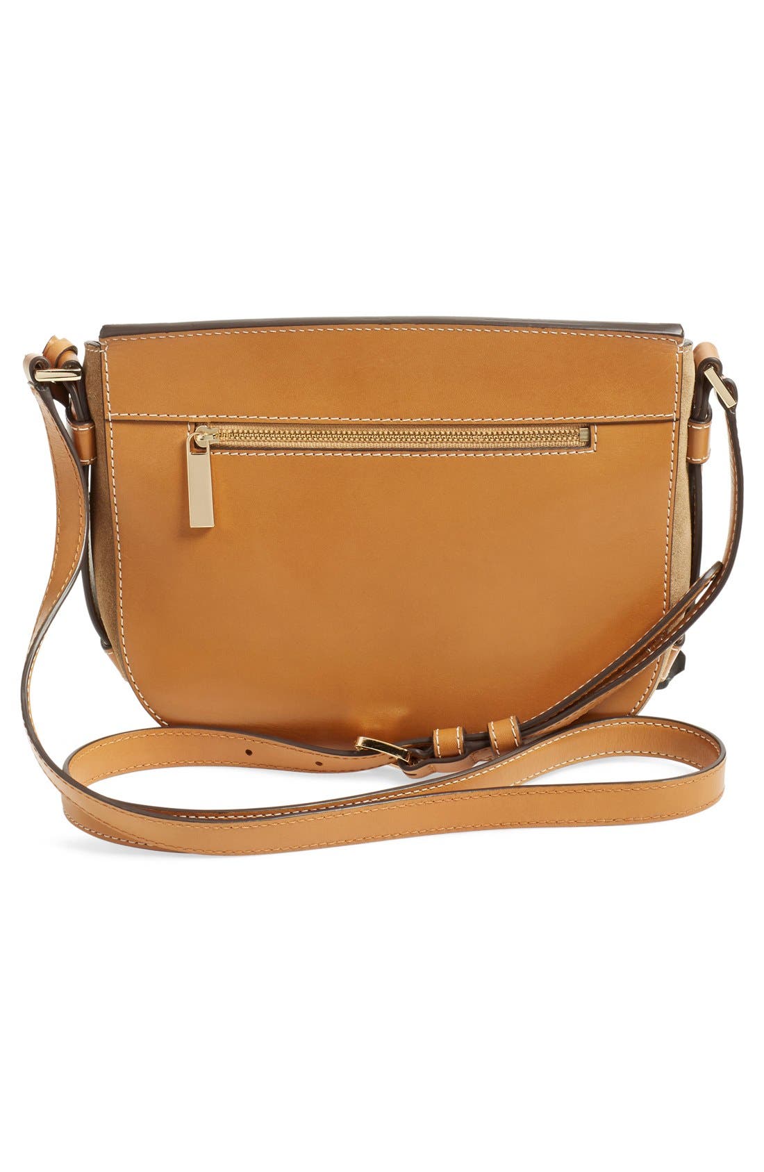 'Medium Romey' Suede Messenger Bag, Alternate, color, DESERT/ GOLD