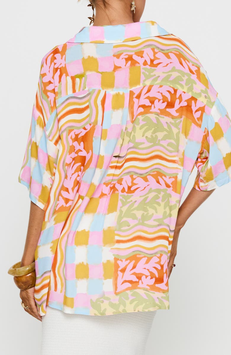 Princess Polly Caraliia Abstract Print Oversize Camp Shirt, Alternate, color, 