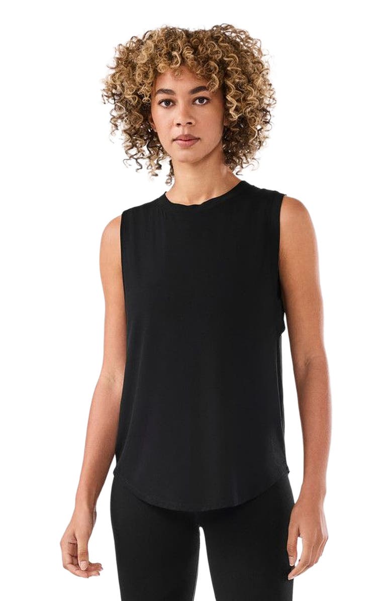 Tavi High Neck Muscle Tank, Alternate, color, Ebony