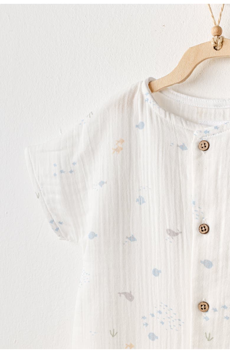 Andy Wawa Happy Ocean Muslin Romper, Alternate, color,