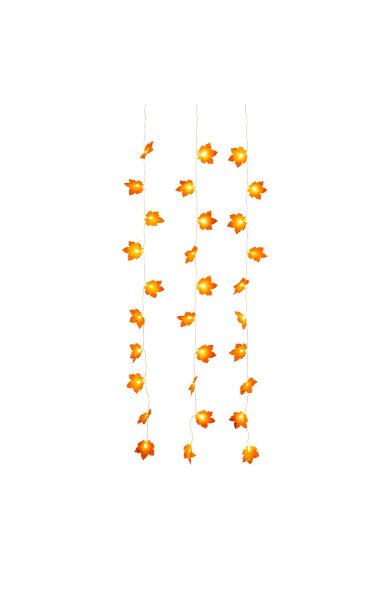 NEARLY NATURAL 5-ft Pre-Lit Autumn Maple Leaf Artificial Fall Garland with 10 Warm White LED String Lights - Set of 3, Main, color, Orange