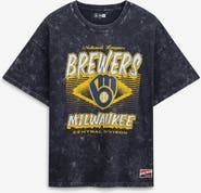 New Era Women's New Era Navy Milwaukee Brewers Mineral Wash Oversized T-Shirt
