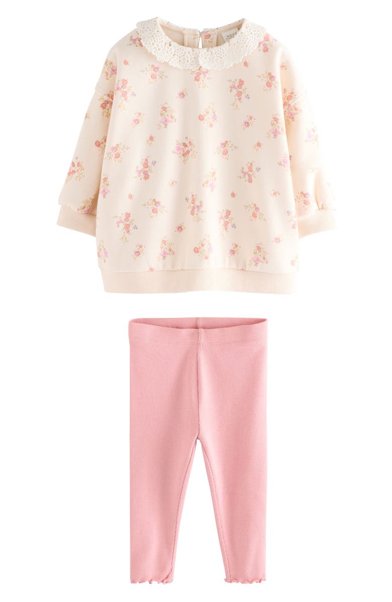 NEXT Kids' Floral Sweatshirt & Leggings Set, Main, color, Pink