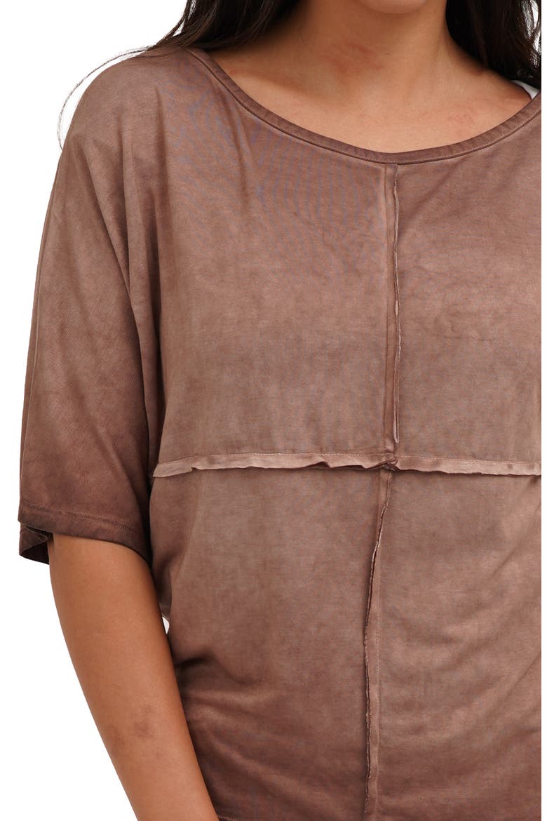 Checkboard Stitch Jersey Top, Alternate, color, FUDGE