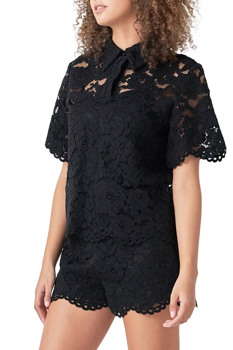 Lace Shirt, Alternate, color, BLACK