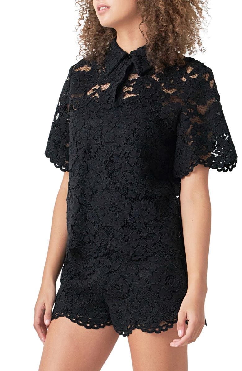 Endless Rose Lace Shirt, Alternate, color, Black