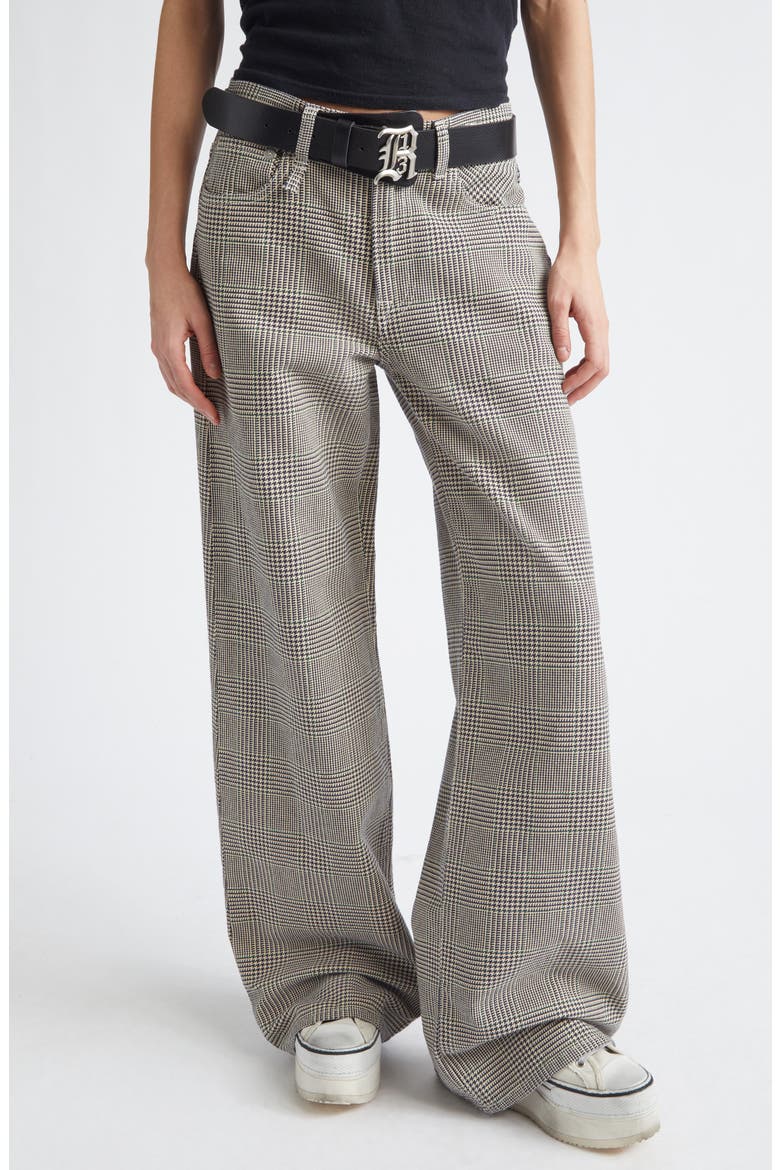 Darcy Flare Jeans, Main, color, PRINCE OF WALES GREY CHECK