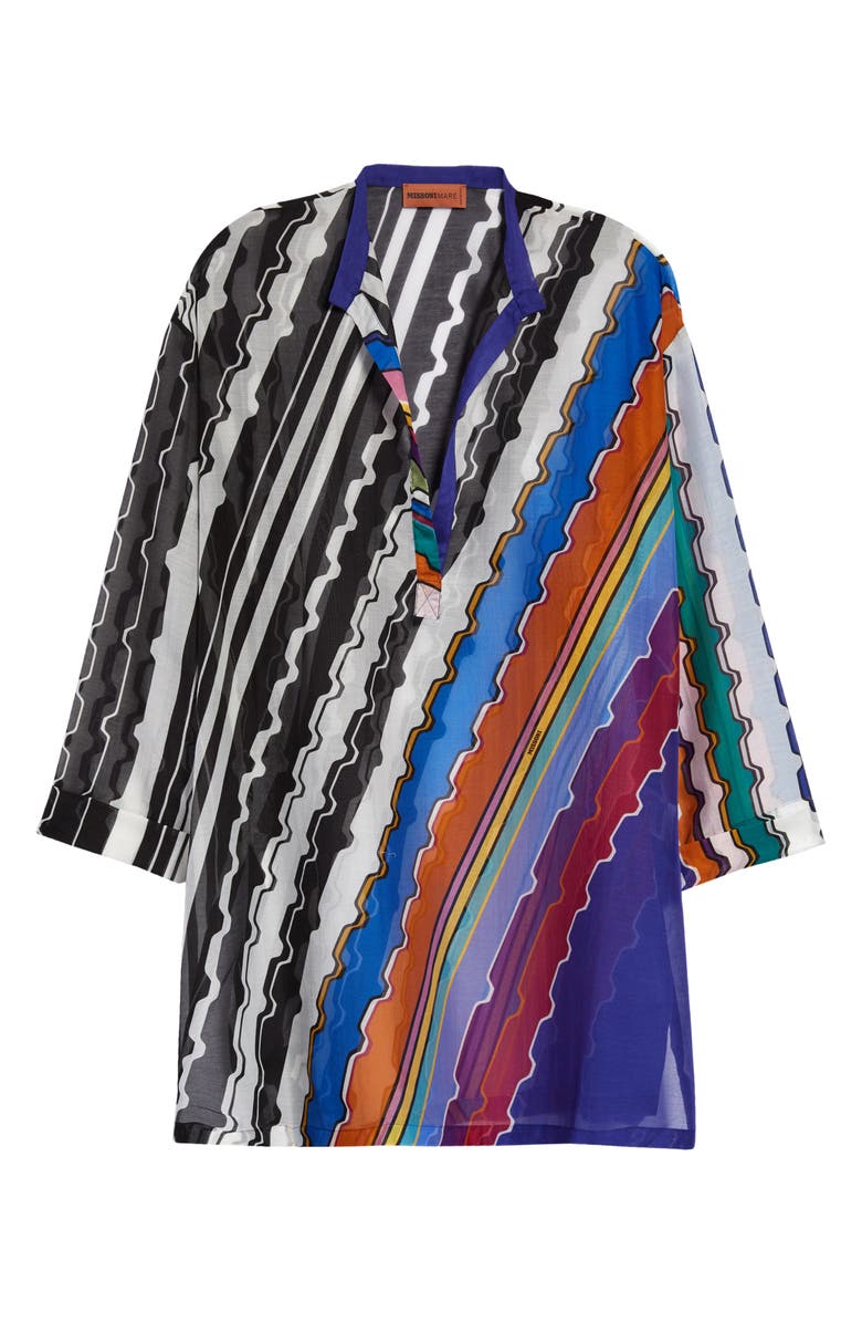 Missoni Diagonal Wavy Stripe Long Sleeve Cover-Up Minidress, Main, color,