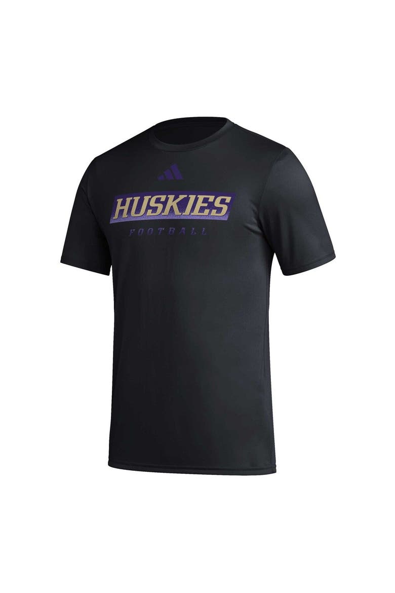 Men's adidas Black Washington Huskies Football Practice AEROREADY Pregame T-Shirt, Alternate, color, Black