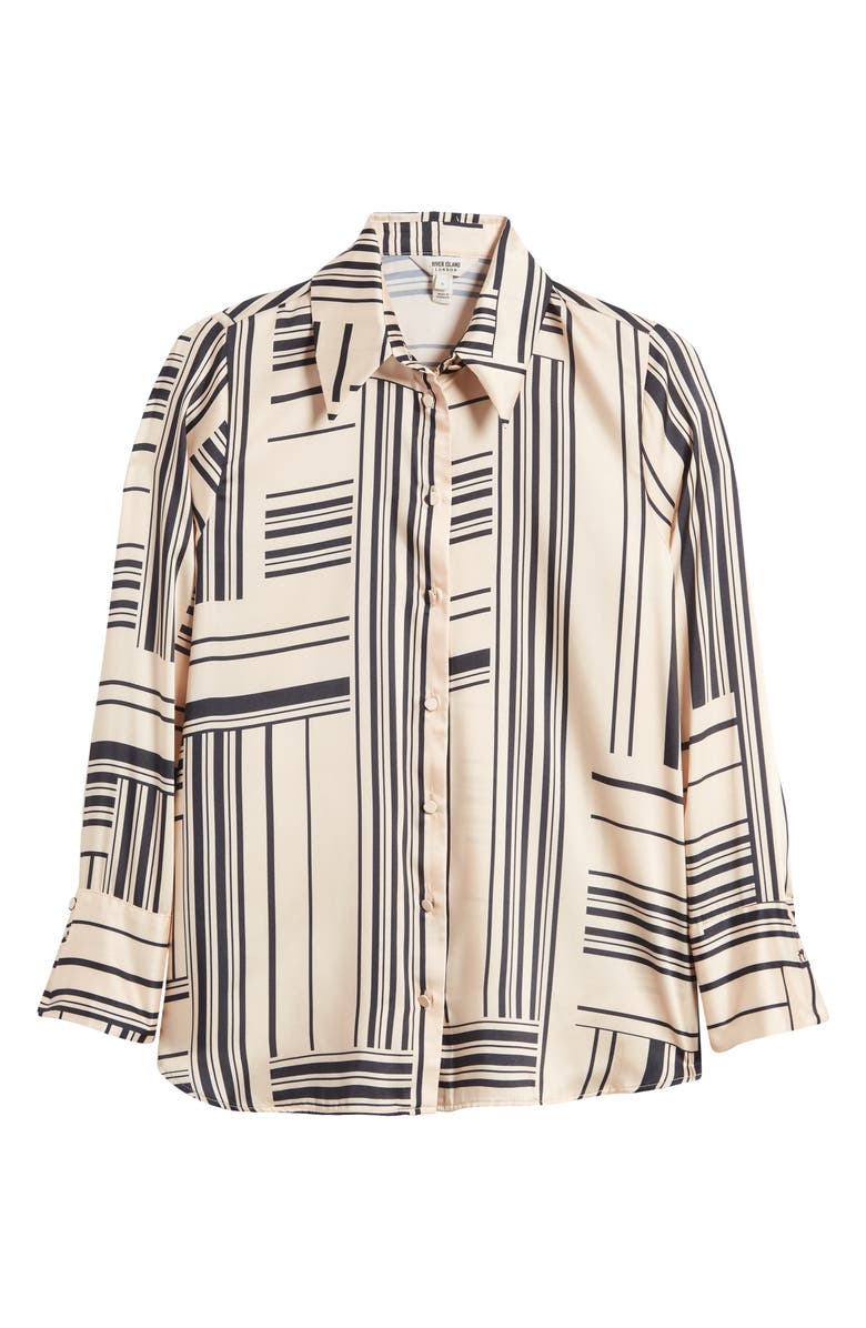 River Island Oversize Satin Button-Up Shirt, Alternate, color, 