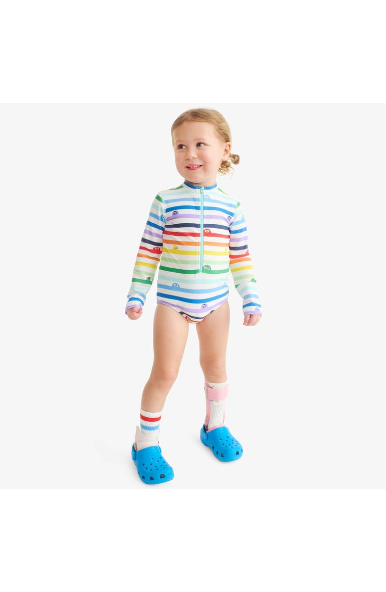Primary Kids Sesame Street One-Piece Rash Guard, Alternate, color, White Sesame Street Stripes