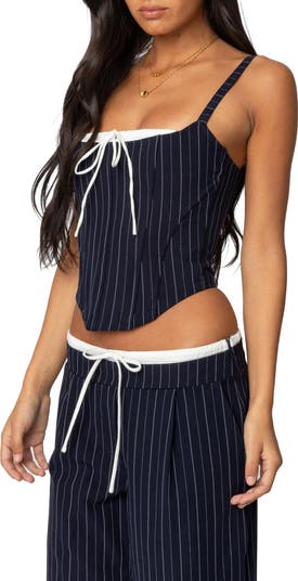 Pinstripe Peekaboo Corset Top