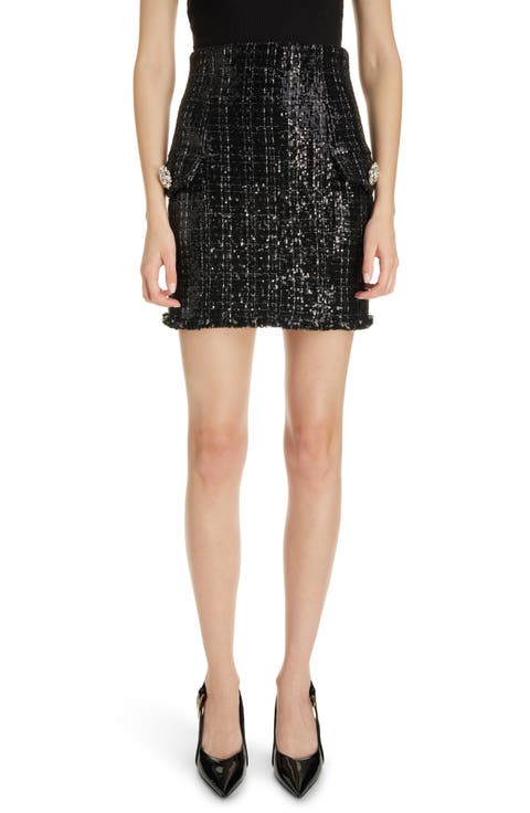 Sequin Tweed Miniskirt