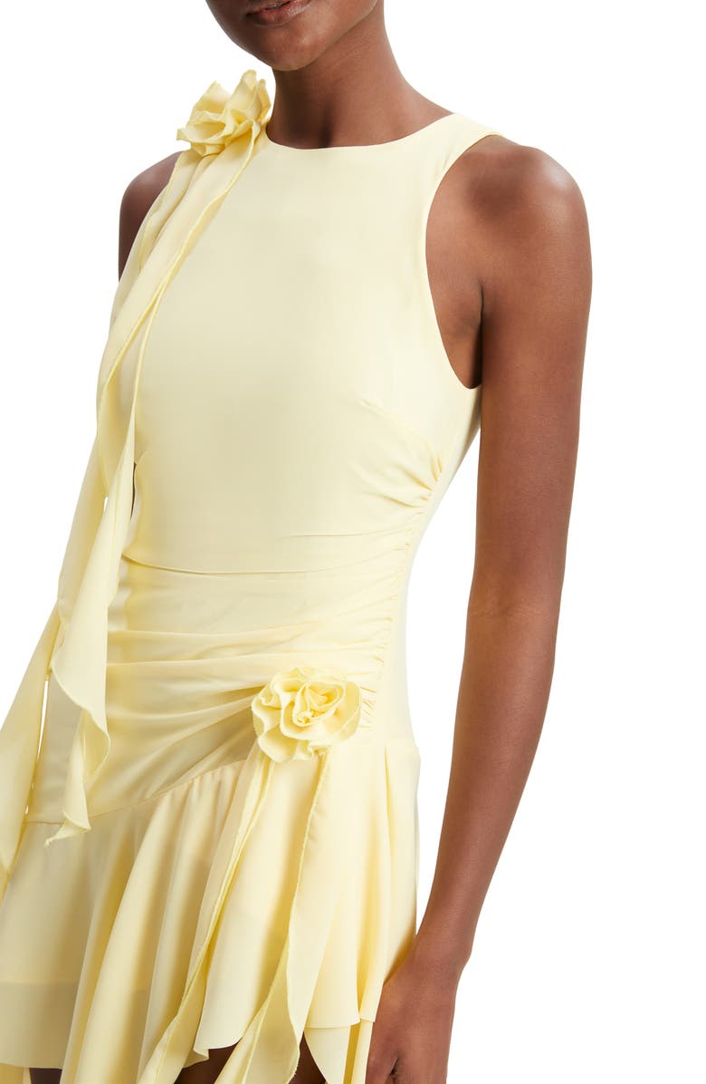 Bardot Ivana Ruffle Rosette Georgette Cocktail Dress, Alternate, color, Canary Yellow