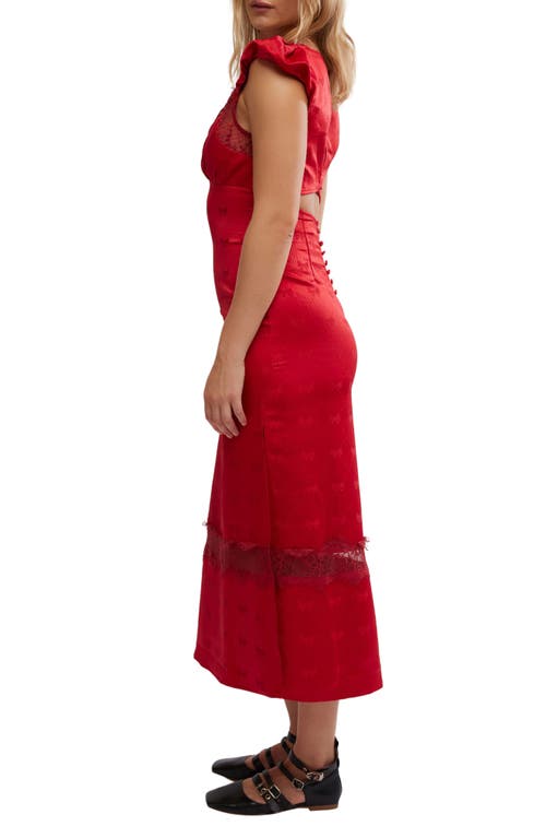 Shop Free People Foolish Heart Midi Dress In Red Dahlia Combo