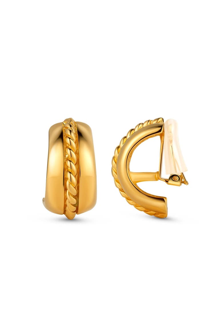 Hoop with Rope Clip-On Earring, Main, color, Gold