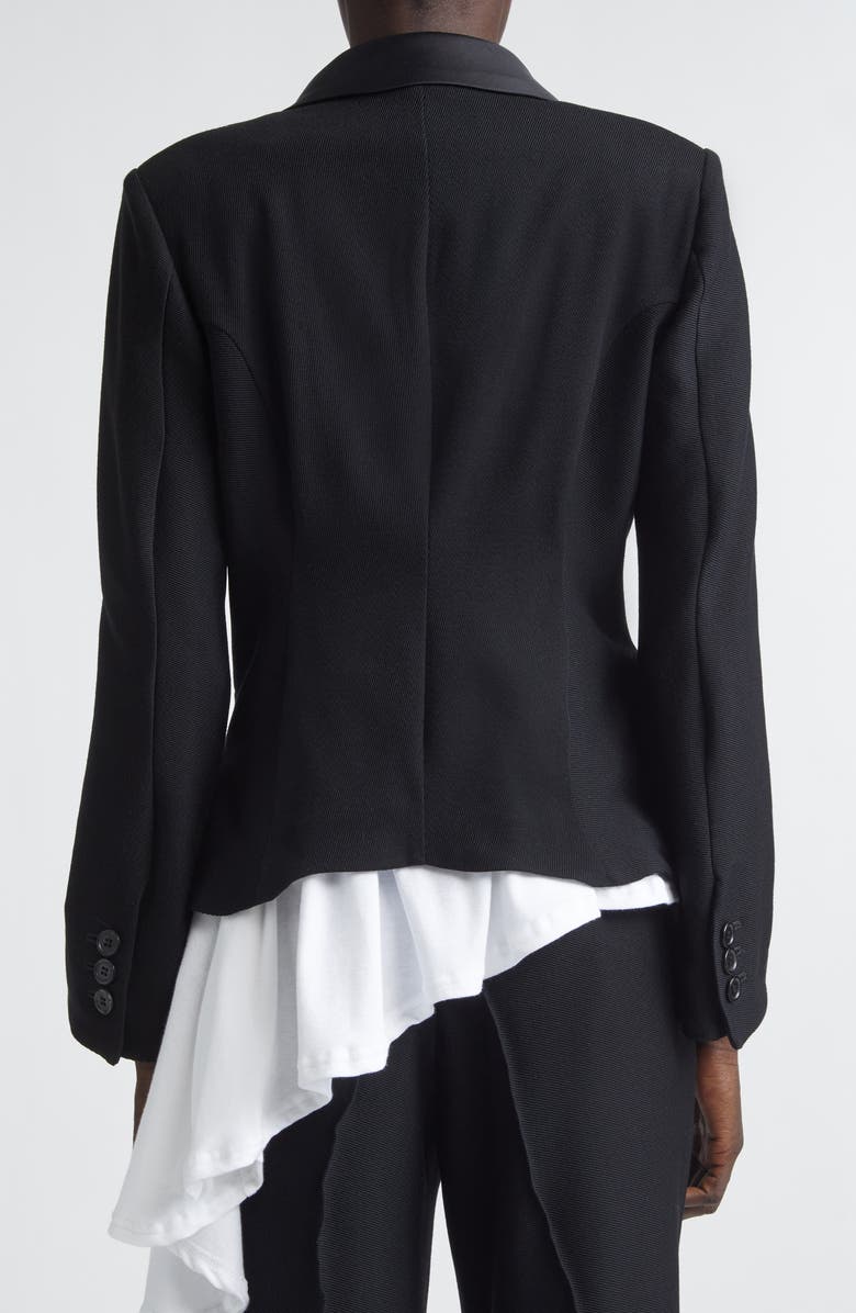 Undercover Wavy Sateen Trim Wool Stretch Twill Jacket, Alternate, color, Black