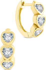 Sterling Forever Jorlyn Cubic Zirconia Heart Micro Huggie Hoop Earrings