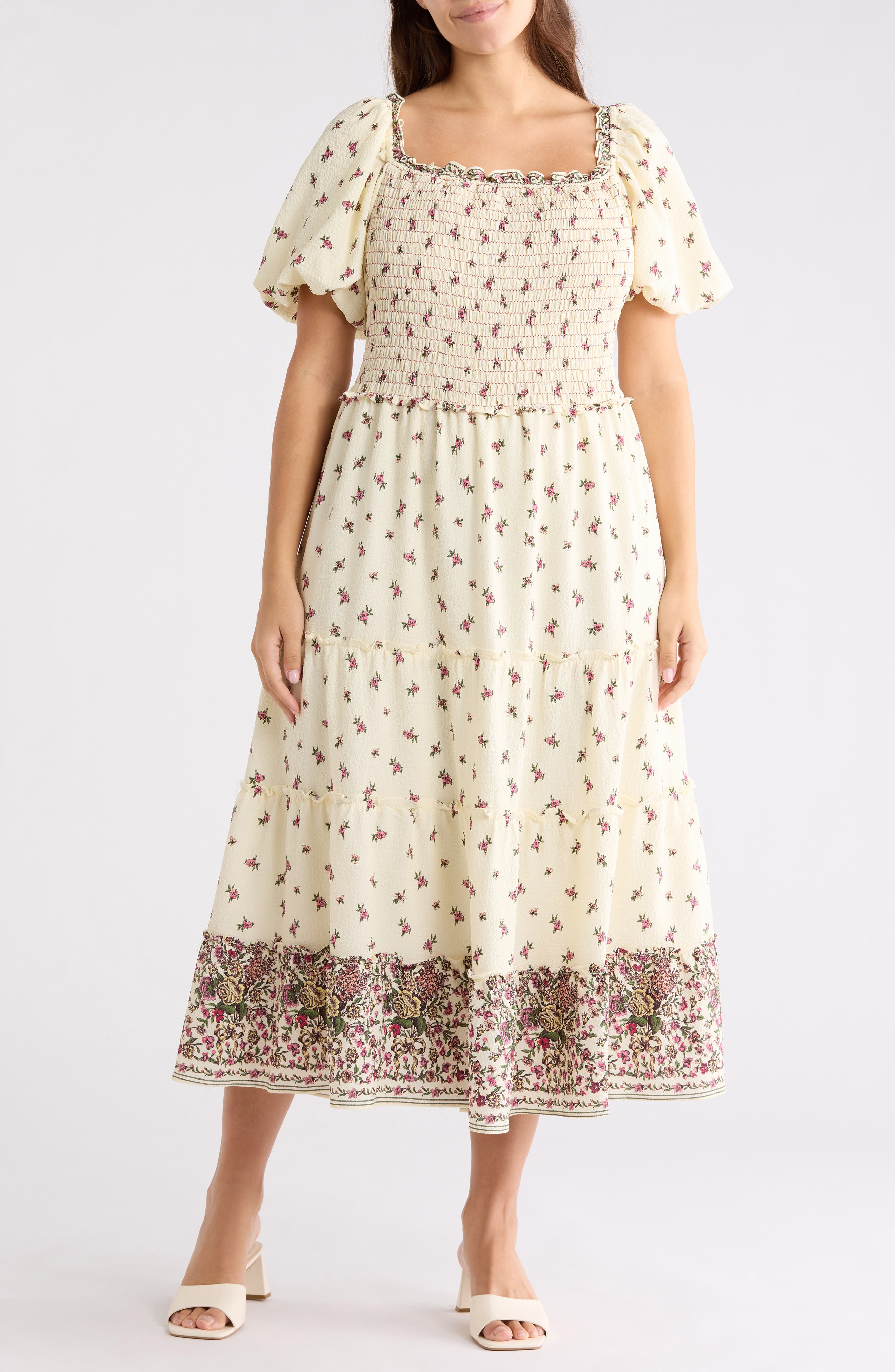 Square Neck Bubble Sleeve Dress - image 3