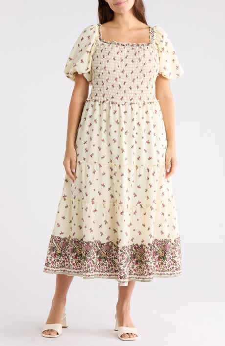 Square Neck Bubble Sleeve Dress
