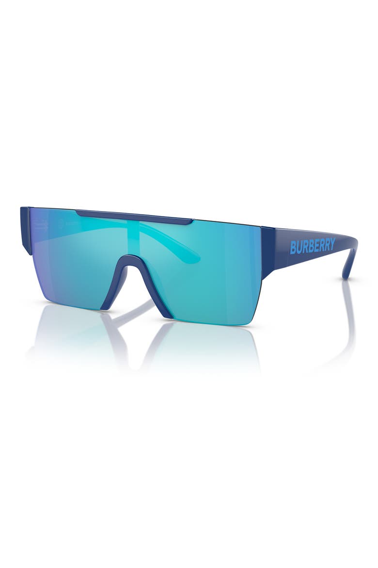 Kids' 128mm Rectangular Shield Sunglasses, Alternate, color, BLUE / GREEN MIRROR LIGHT BLUE