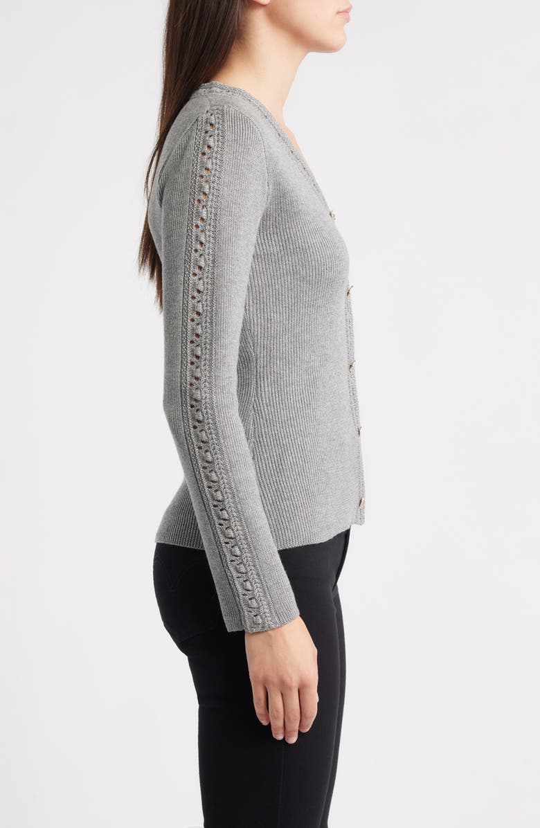 ZOE AND CLAIRE V-Neck Rib Cardigan, Alternate, color,