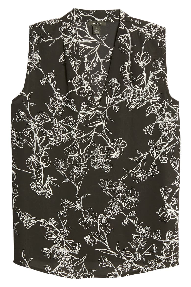 V-Neck Blouse, Alternate, color, BLACK- IVORY C CASPER FLORAL