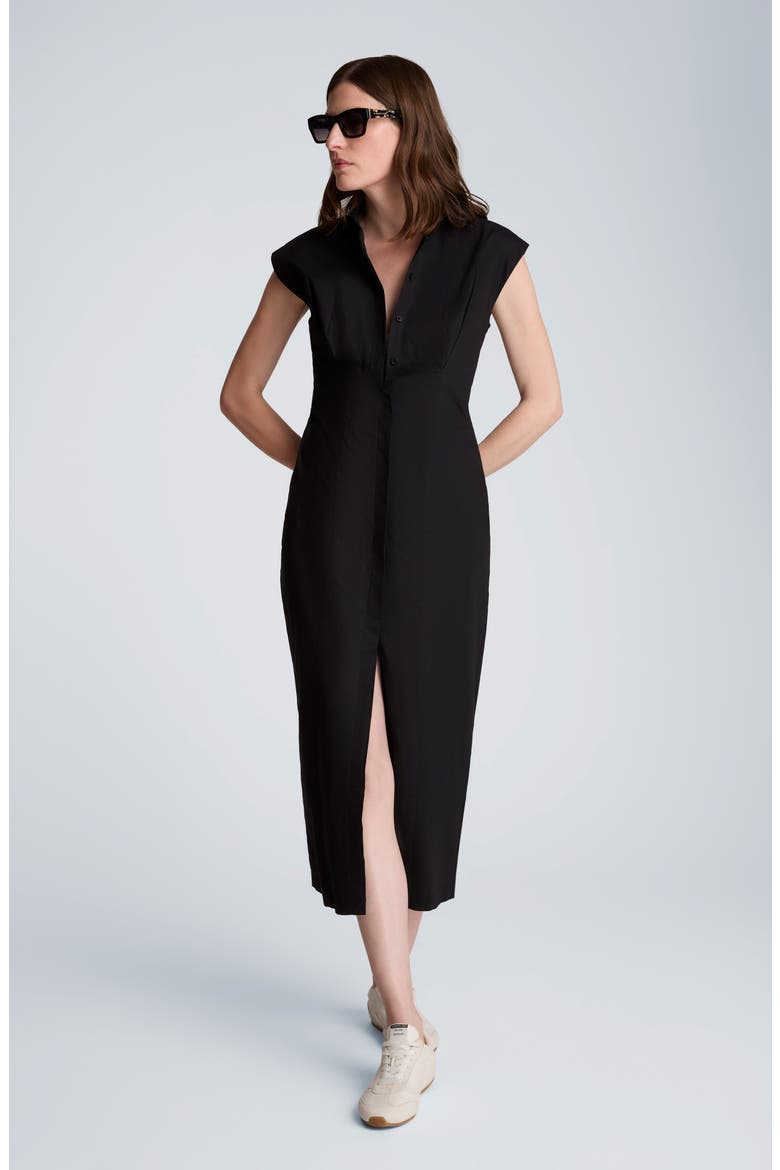 Pleated Maxi Shirtdress, Alternate, color, BLACK